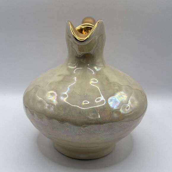 Vintage Opalescent Pearl Pitcher with Gold Handle - Picture 4 of 8